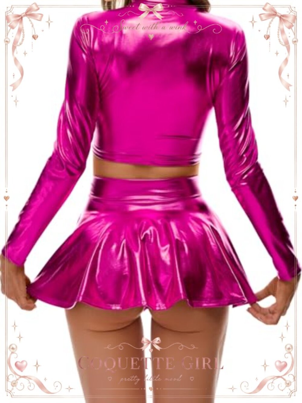 Kepblom Metallic Pleated Mini Skirt High Rise Ruffled A-Line Rave Festival - Picture 2 of 3